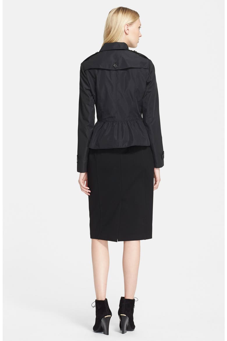 Leather Trim Taffeta Jacket, Alternate, color, BLACK