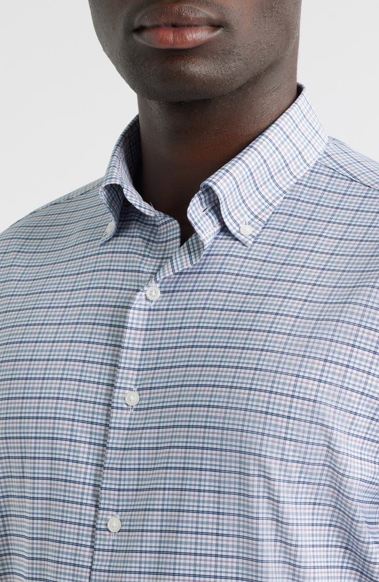 Peter Millar Leavenworth Check Performance Twill Button-Down Shirt, Alternate, color, Blue Haze