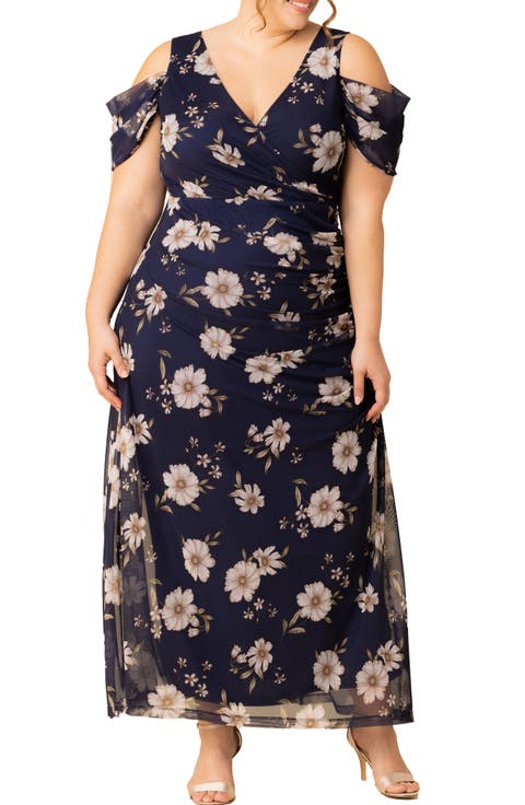 Seraphina Cold Shoulder Mesh Gown (Plus Size)