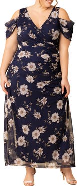 Kiyonna Seraphina Cold Shoulder Mesh Gown