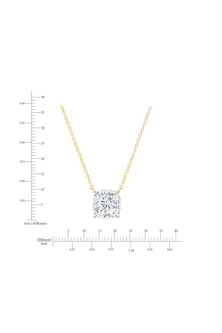 Bliss Cushion Cut Cubic Zirconia Pendant Necklace, Alternate, color, 18KYG/ CLEAR STONE