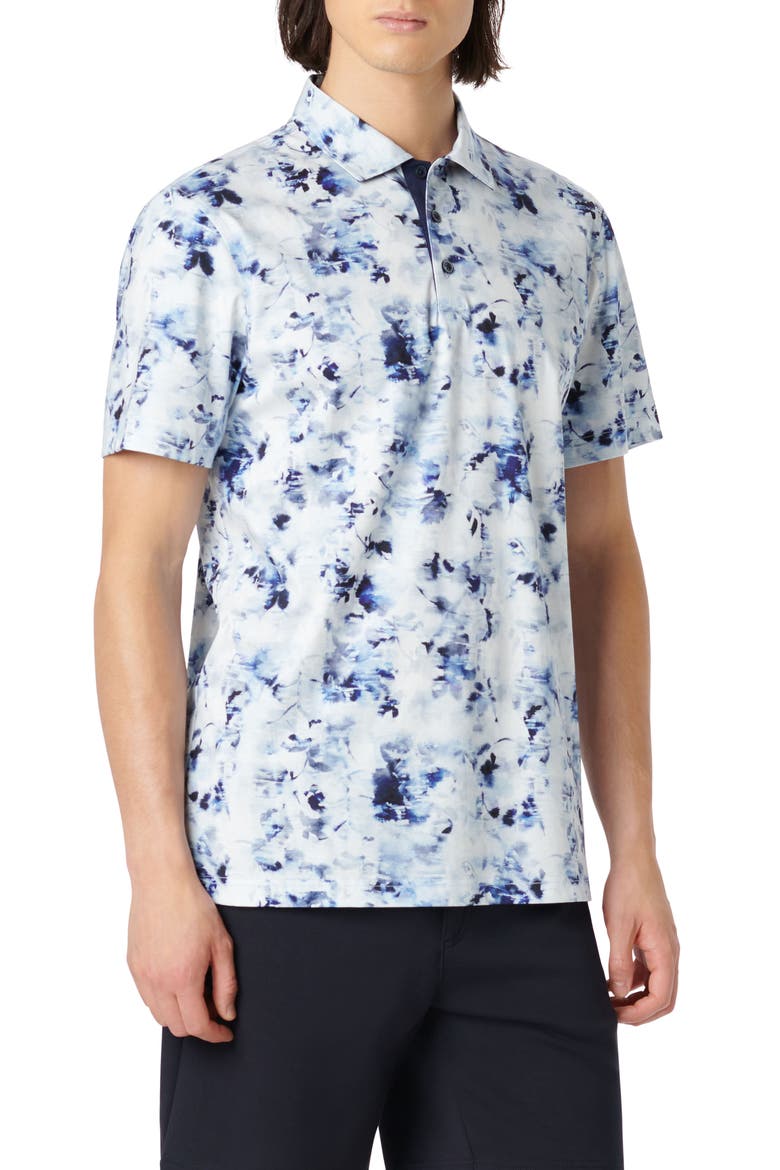 Hendrix Digital Watercolor Print Pima Cotton Polo, Main, color, CLASSIC BLUE
