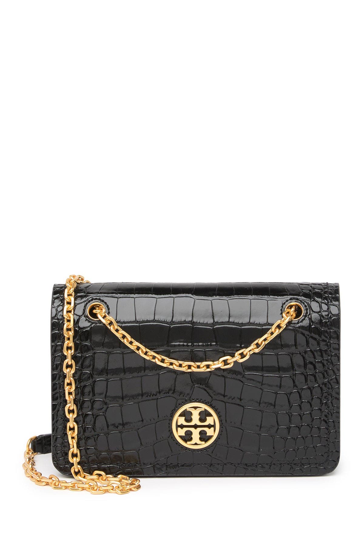 Tory Burch Carson Convertible Croc Embossed Leather Crossboby Bag, Main, color, 