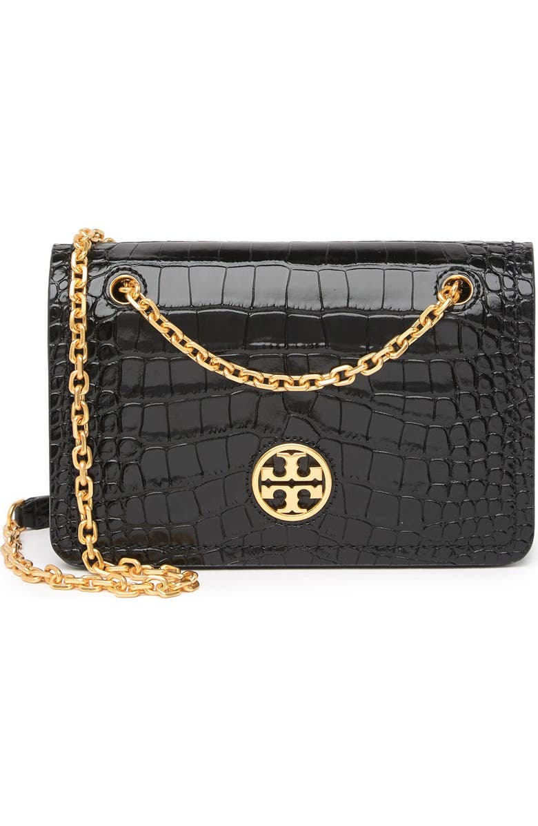 Tory Burch Carson Convertible Croc Embossed Leather Crossboby Bag, Main, color,