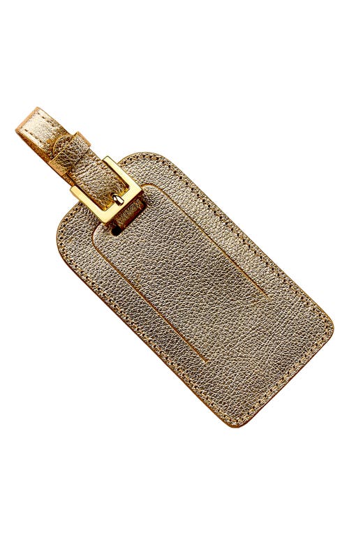 Graphic Image Leather Luggage Tag In Gold