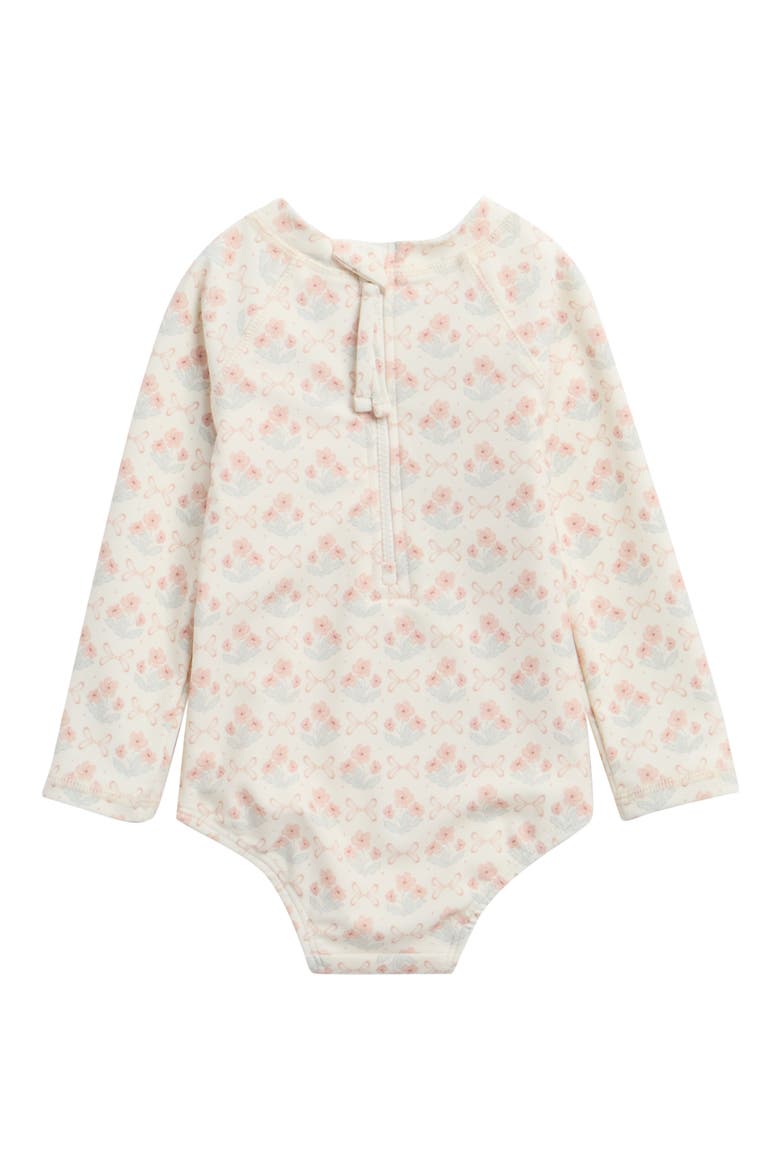 Delphine Floral Print One-Piece Rashguard Swimsuit, Alternate, color, IVORY
