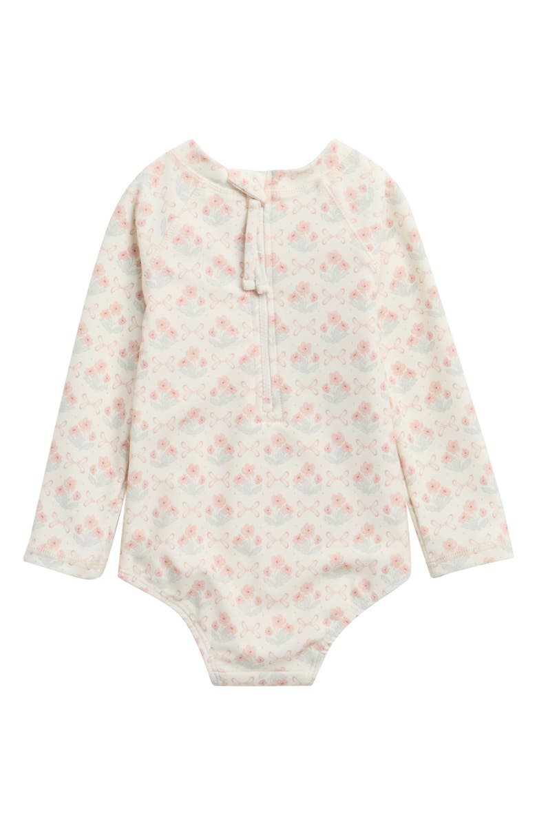 Rylee + Cru Delphine Floral Print One-Piece Rashguard Swimsuit, Alternate, color, Ivory