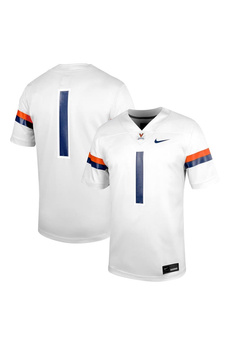 Men's Nike #1 White Virginia Cavaliers Untouchable Football Jersey, Alternate, color, White