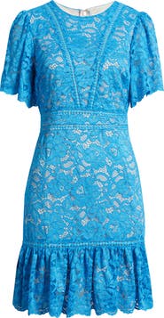 Sam Edelman Lace Embroidered Flounce Hem Dress