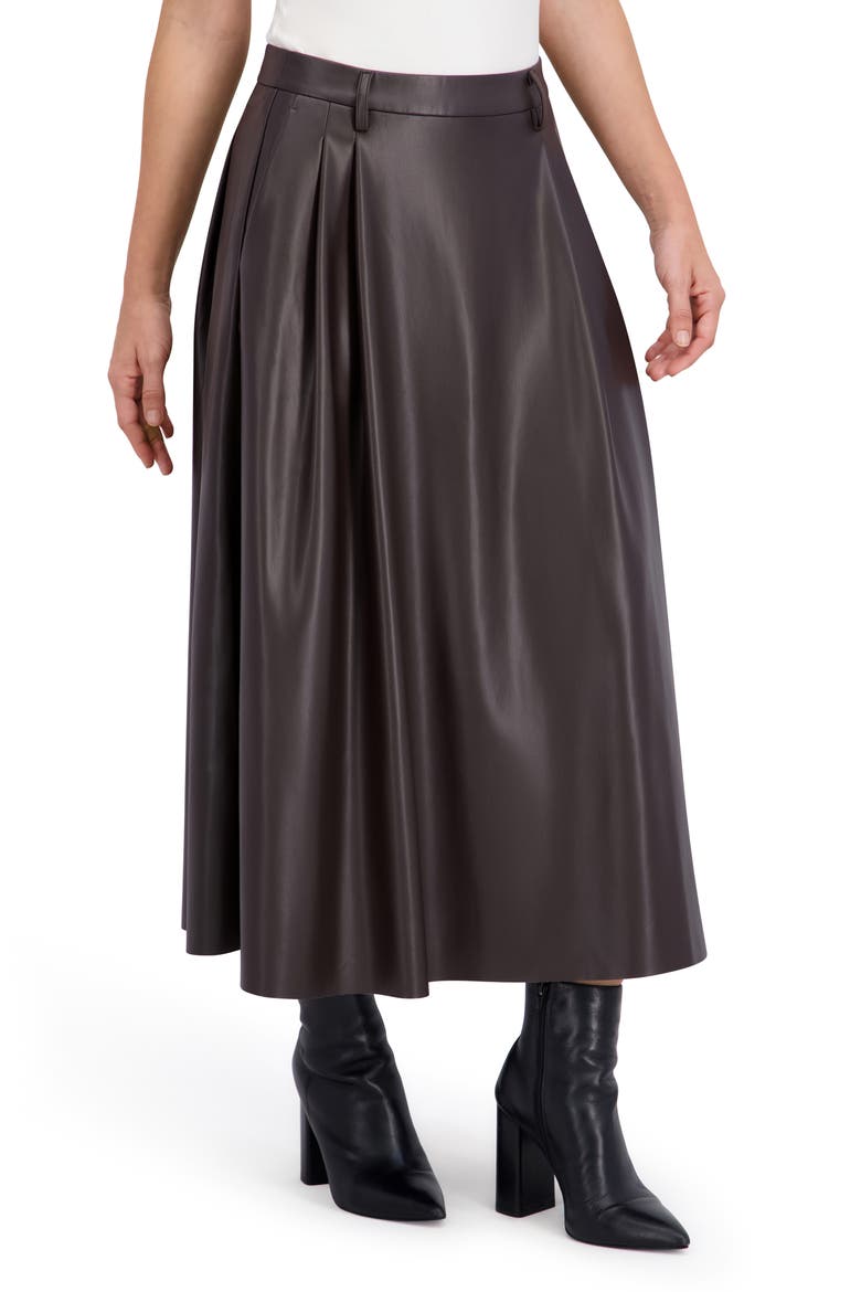 Supersoft Faux Leather Pocketed Maxi Skirt, Alternate, color, BROWN