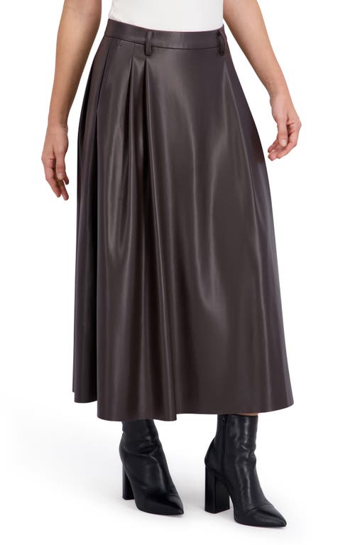 Ookie & Lala Supersoft Faux Leather Pocketed Maxi Skirt In Brown