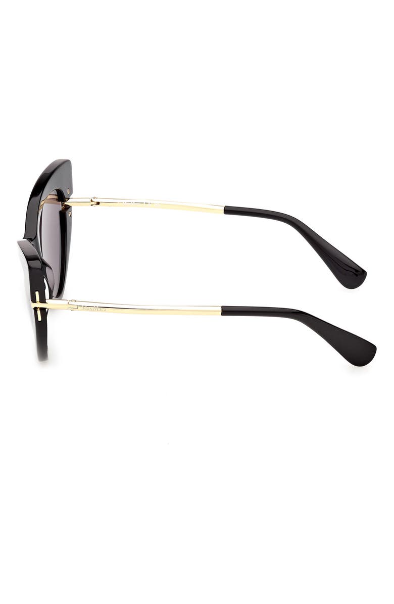 Max Mara 56mm Cat Eye Sunglasses, Alternate, color, Shiny Black Gold / Smoke