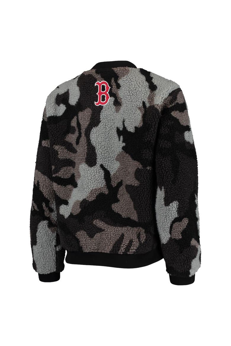 Women's The Wild Collective Black Boston Red Sox Camo Sherpa Full-Zip Bomber Jacket, Alternate, color, Black