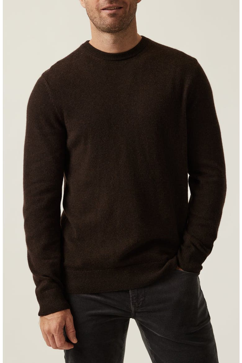 Cashmere, Silk & Wool Crewneck Sweater, Main, color, BROWN