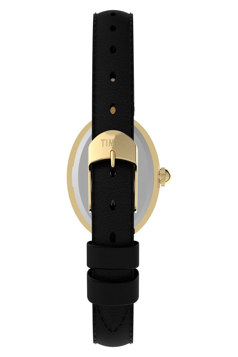 Cavatina Luxe Leather Strap Watch, 18mm, Alternate, color, BLACK