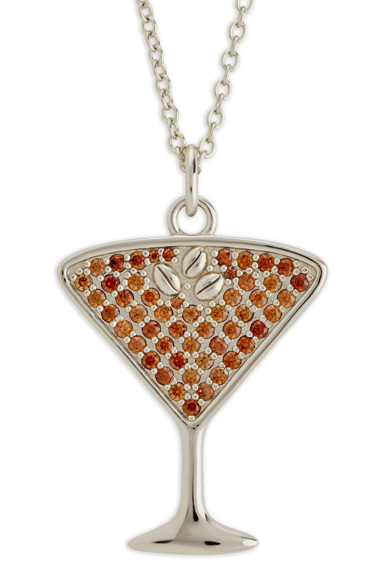 Pavé Cubic Zirconia Espresso Martini Pendant Necklace, Alternate, color, SILVER