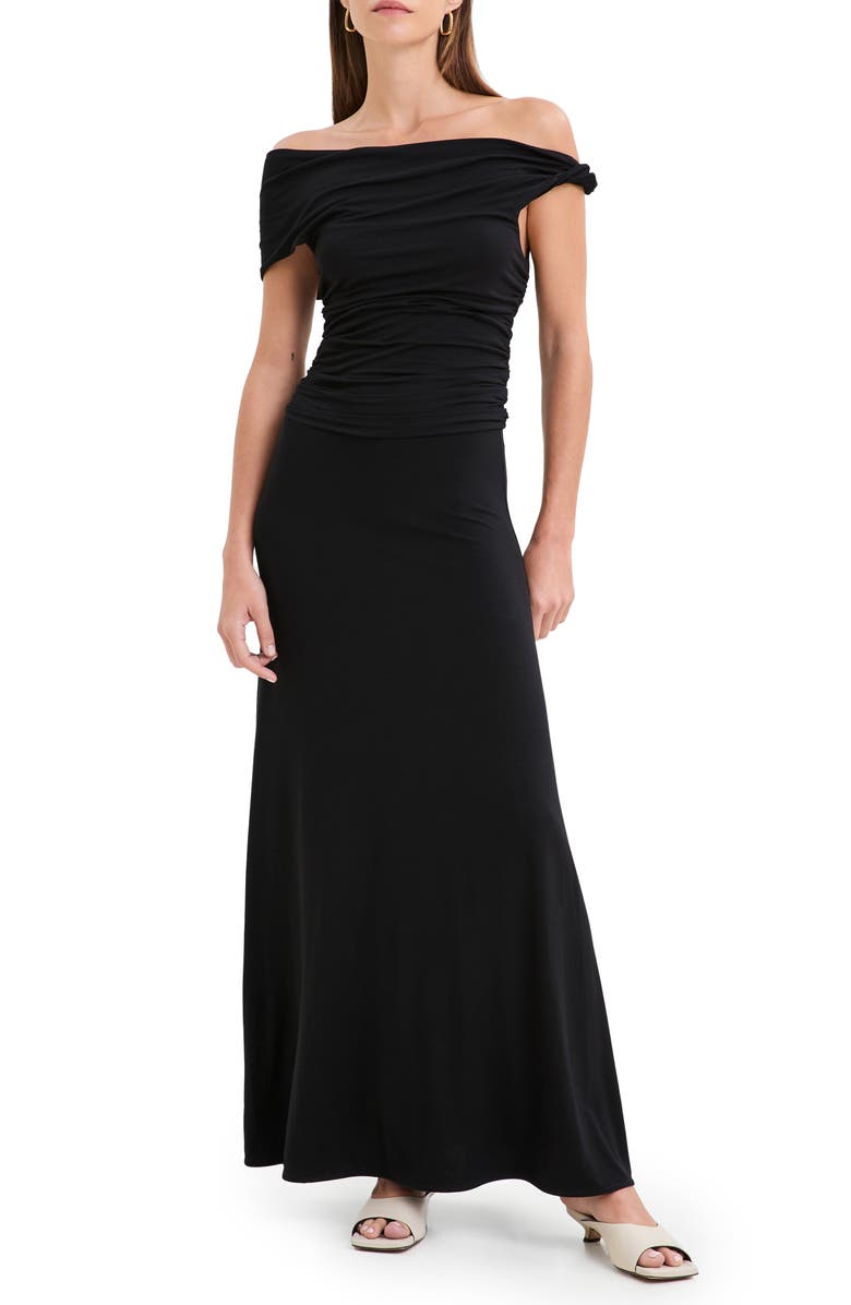 Marcella Manon Off the Shoulder Maxi Dress, Main, color, Black
