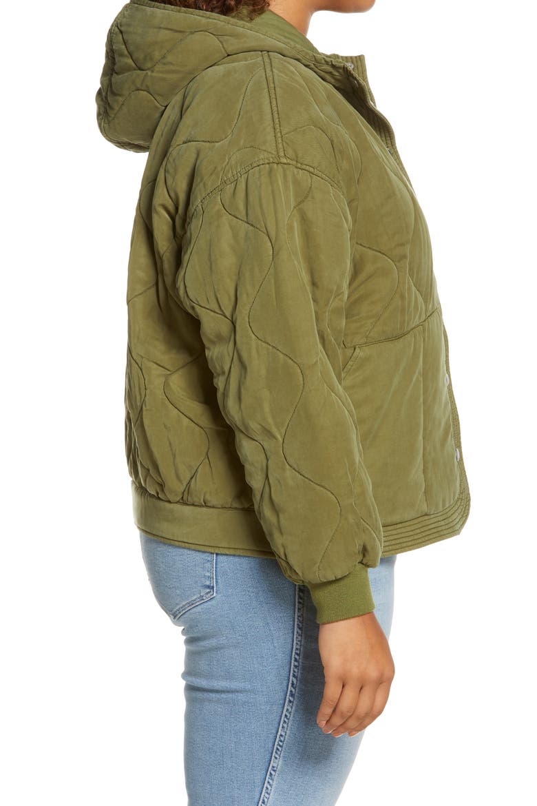 Quilted Hooded Jacket, Alternate, color, SWEET PEA OLIVE