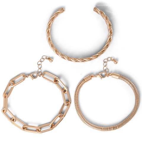 Gold-Tone Chain Bracelet Set, 3 Pieces