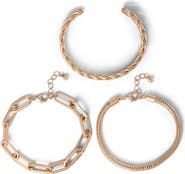Jessica Simpson Gold-Tone Chain Bracelet Set, 3 Pieces