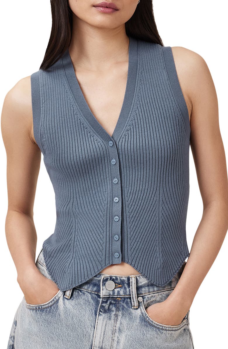 AllSaints Cruz Rib Vest, Alternate, color, Flint Grey