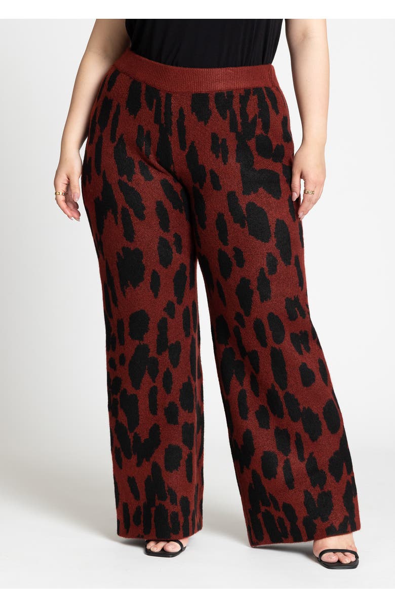 ELOQUII Intarsia Sweater Pant, Alternate, color, Animal Blur