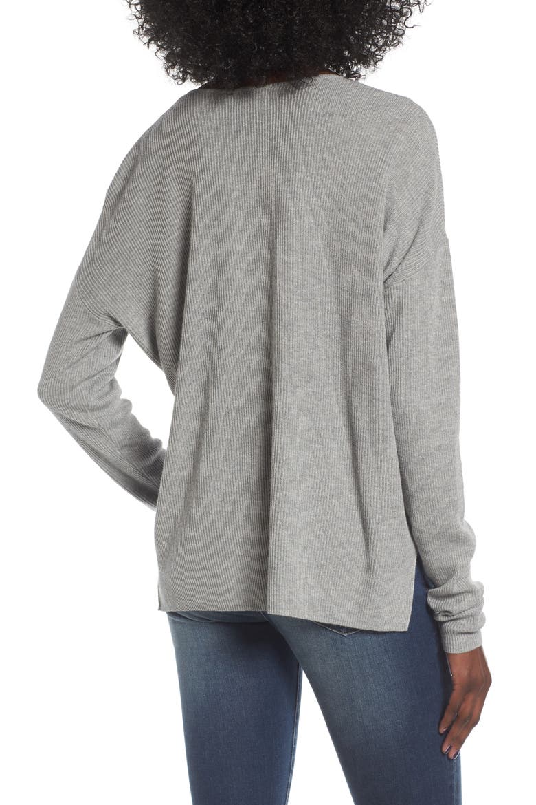 V-Neck Pullover, Alternate, color, GREY MED HTHR