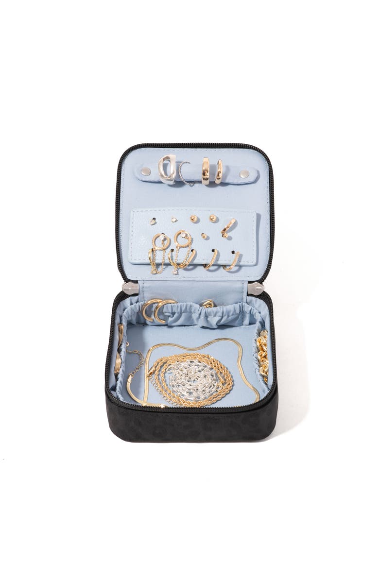 BAGGALLINI Travel Jewelry Box, Alternate, color, Black Cheetah Emboss