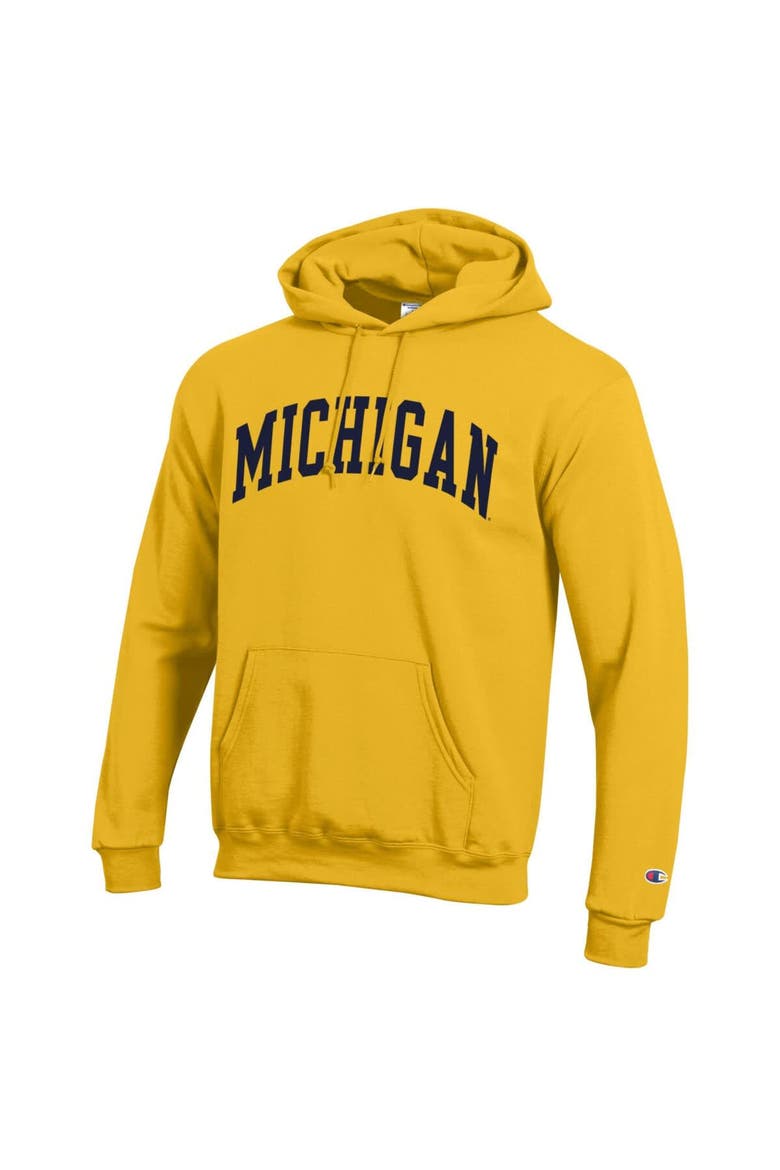 Men's Champion  Maize Michigan Wolverines Basic Arch Fleece Pullover Hoodie, Alternate, color, Maize
