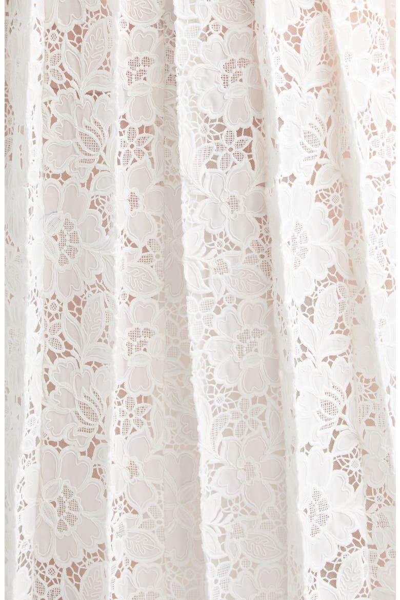 Pleated Sheer Panel Lace Flare Dress, Alternate, color, IVORY/ WHITE/ PEARL