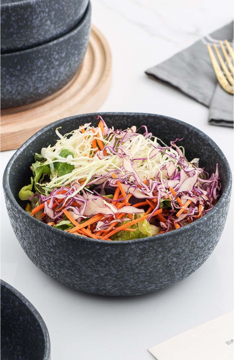 Stone Lain Tom Stoneware 4-Piece Bowl Set, Alternate, color, Gray And Blue