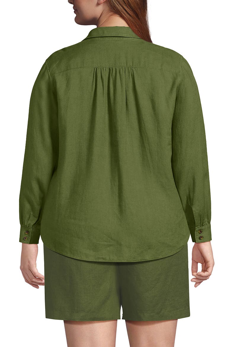 Plus Size Linen Long Sleeve Feminine Shirt, Alternate, color, Artichoke
