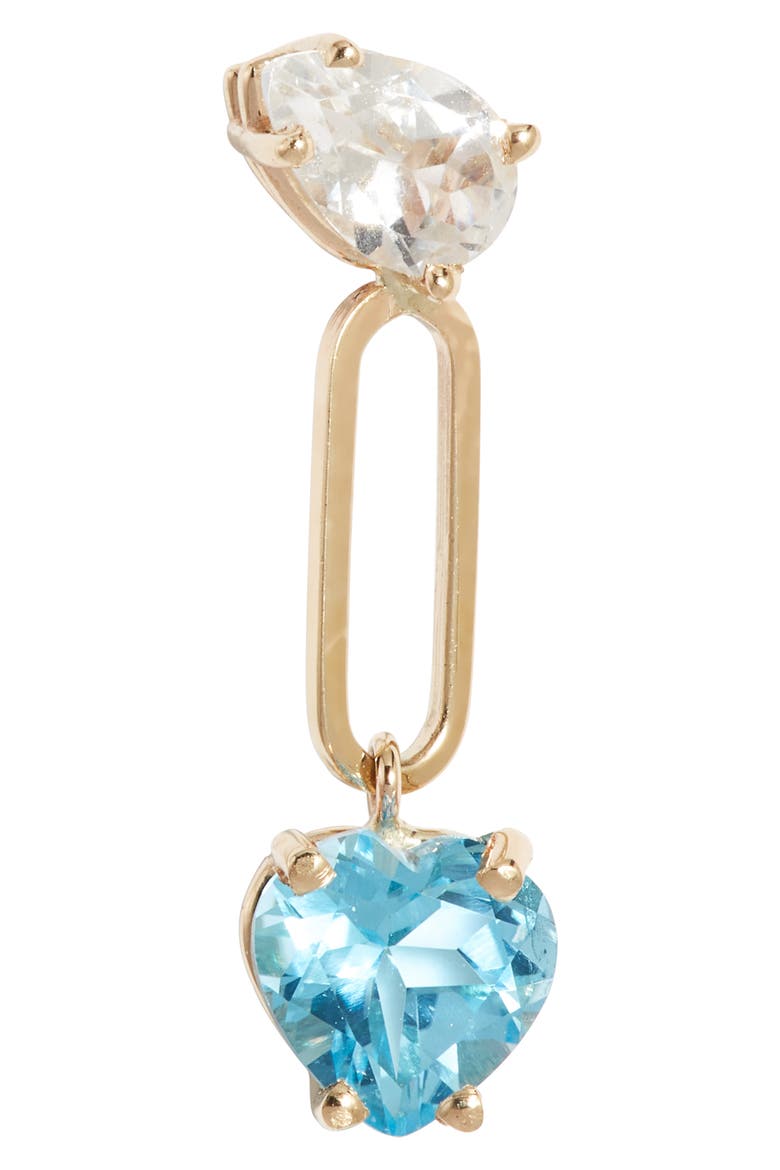 Heart Topaz Drop Earrings, Alternate, color, 14KYG