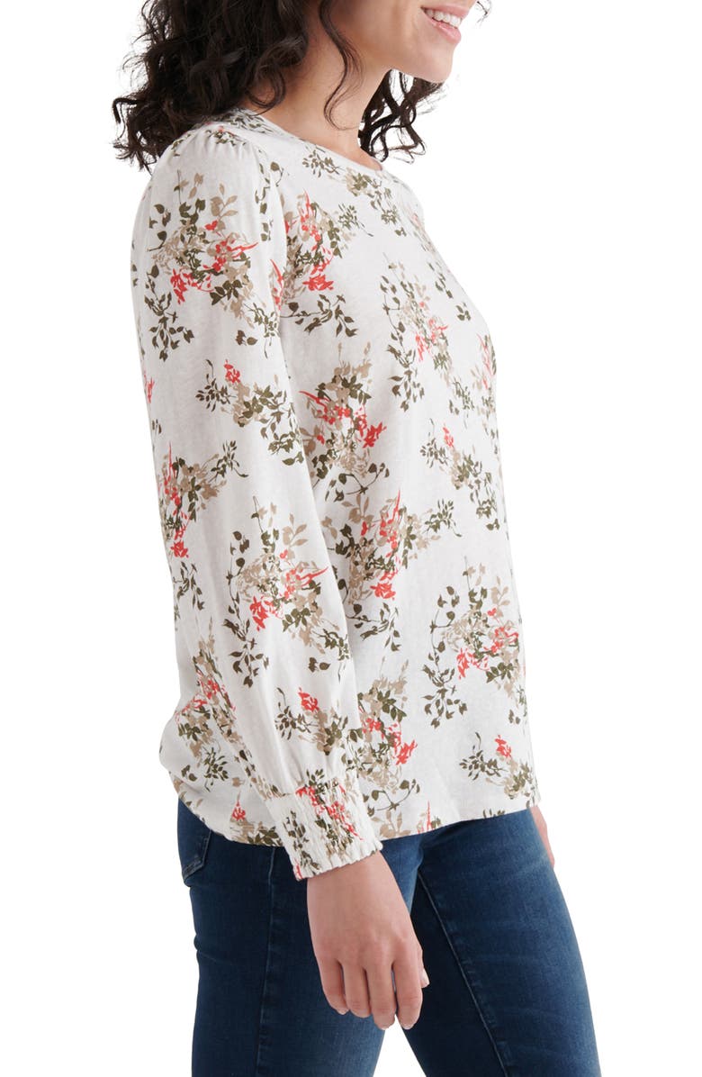 Lucky Brand Floral Print Blouson Sleeve Top, Alternate, color, 