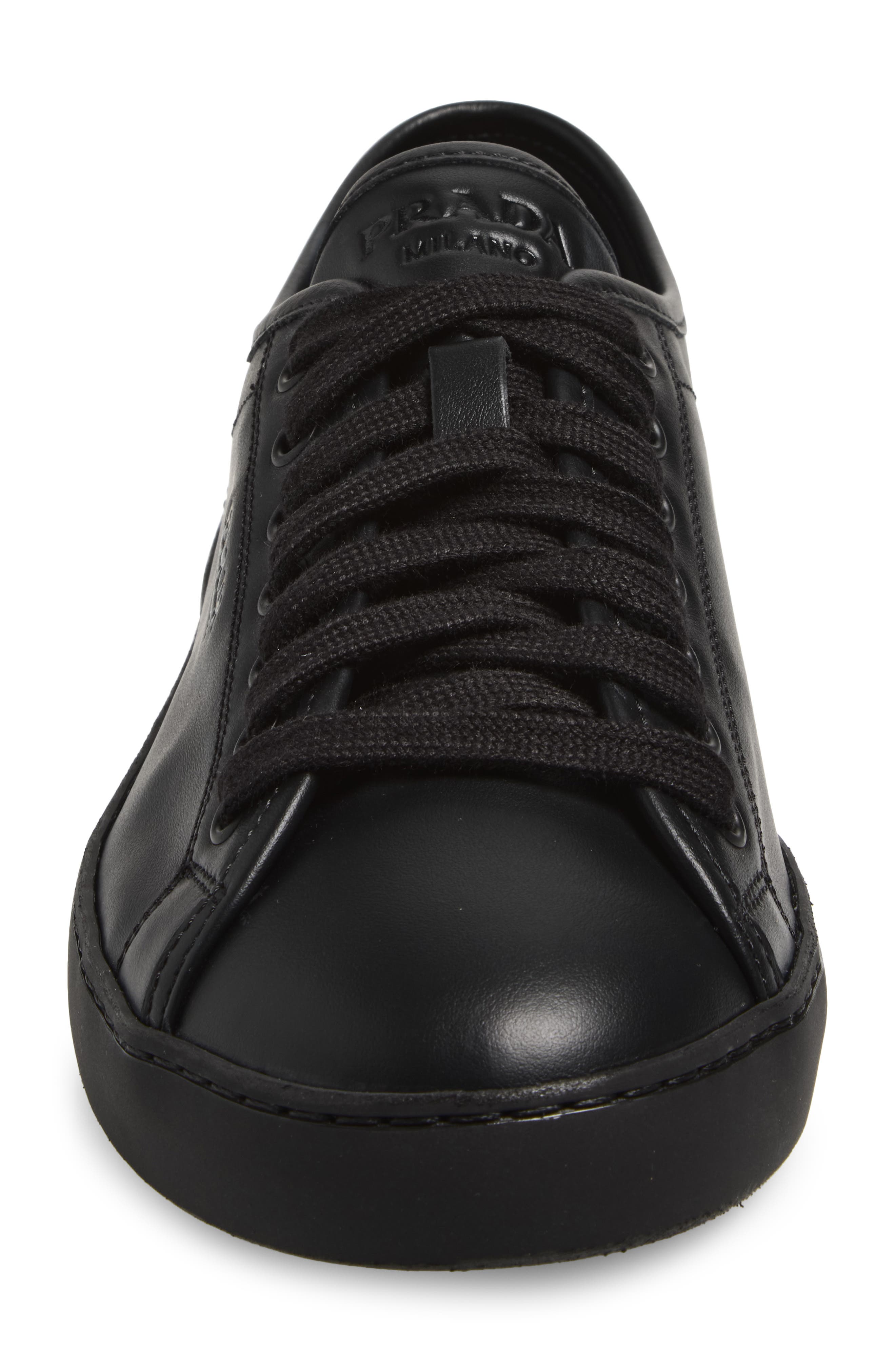 Prada Smooth Sneaker, Alternate, color, Nero