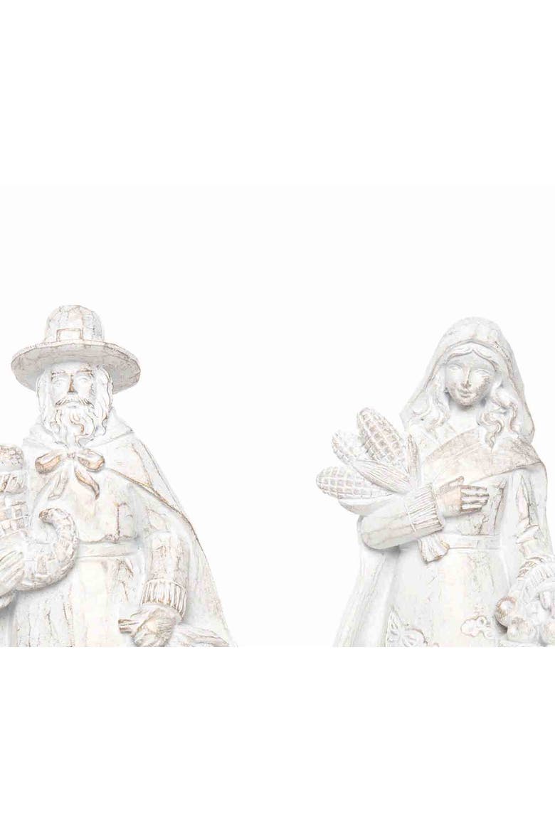 Champagne & White Pilgrim Couple Figurines A/2, Alternate, color, White