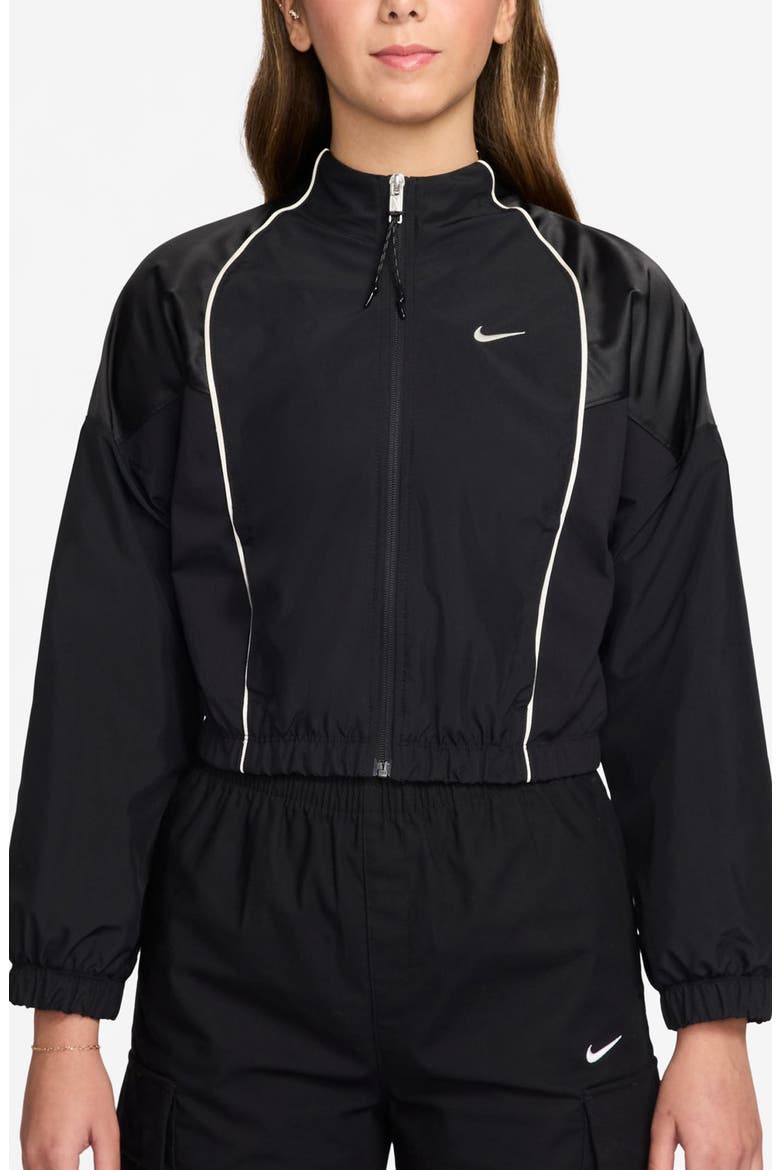 Sportswear Shrunken Water Repellent Track Jacket, Main, color, 010 BLACK/SAIL