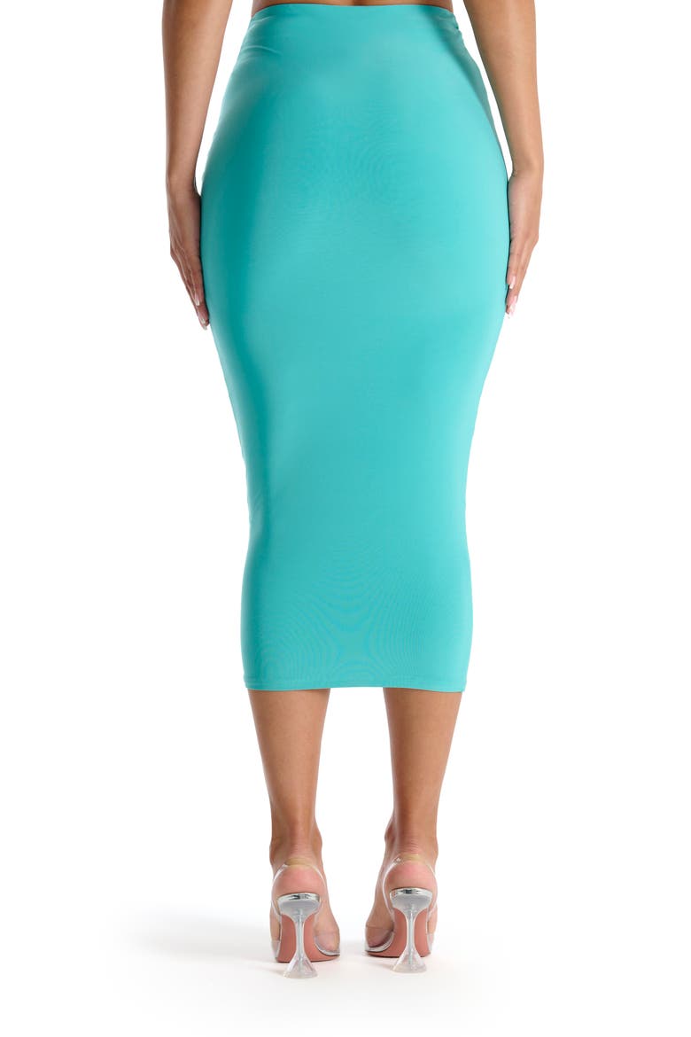 Scoop Waist Midi Skirt, Alternate, color, TURQUOISE