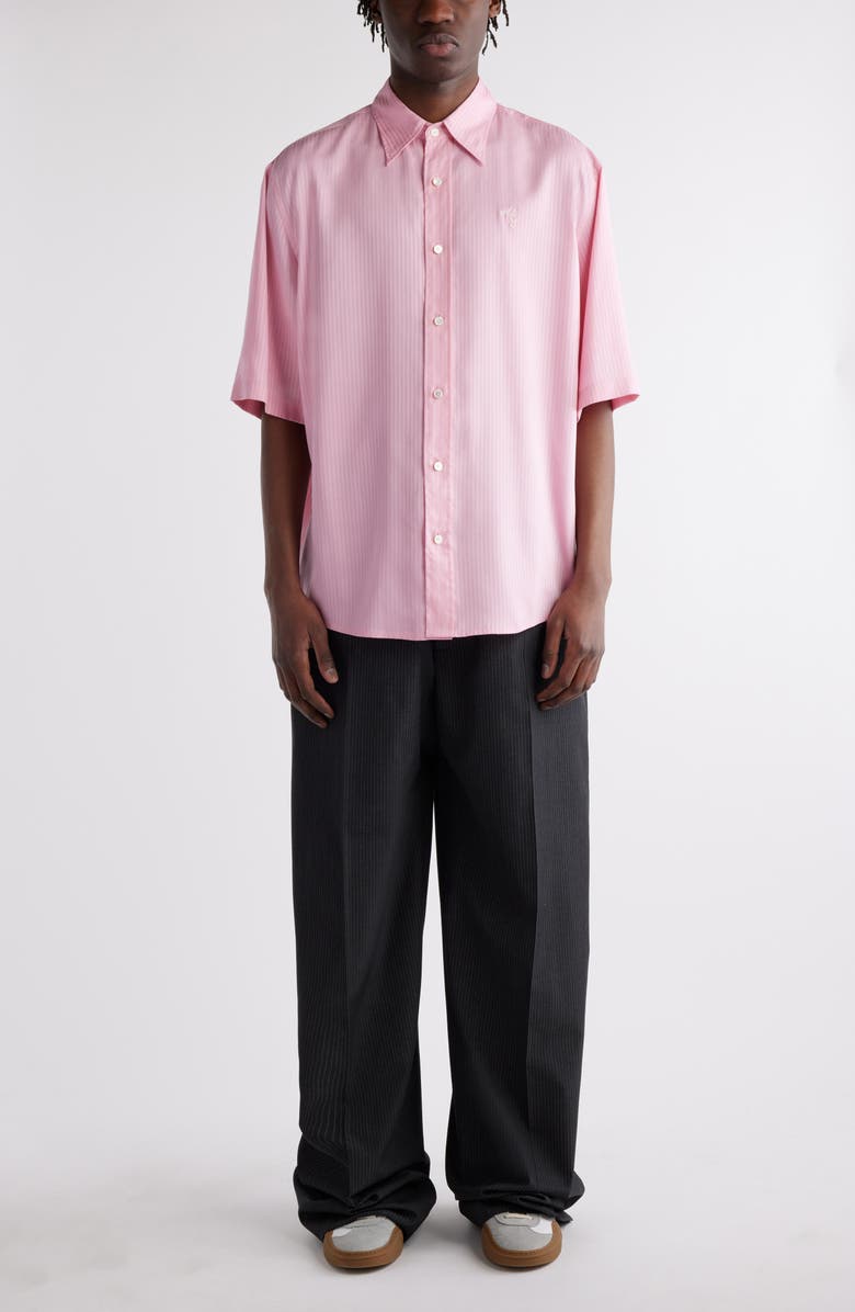 Acne Studios Pinstripe Wide Leg Trousers, Alternate, color, 