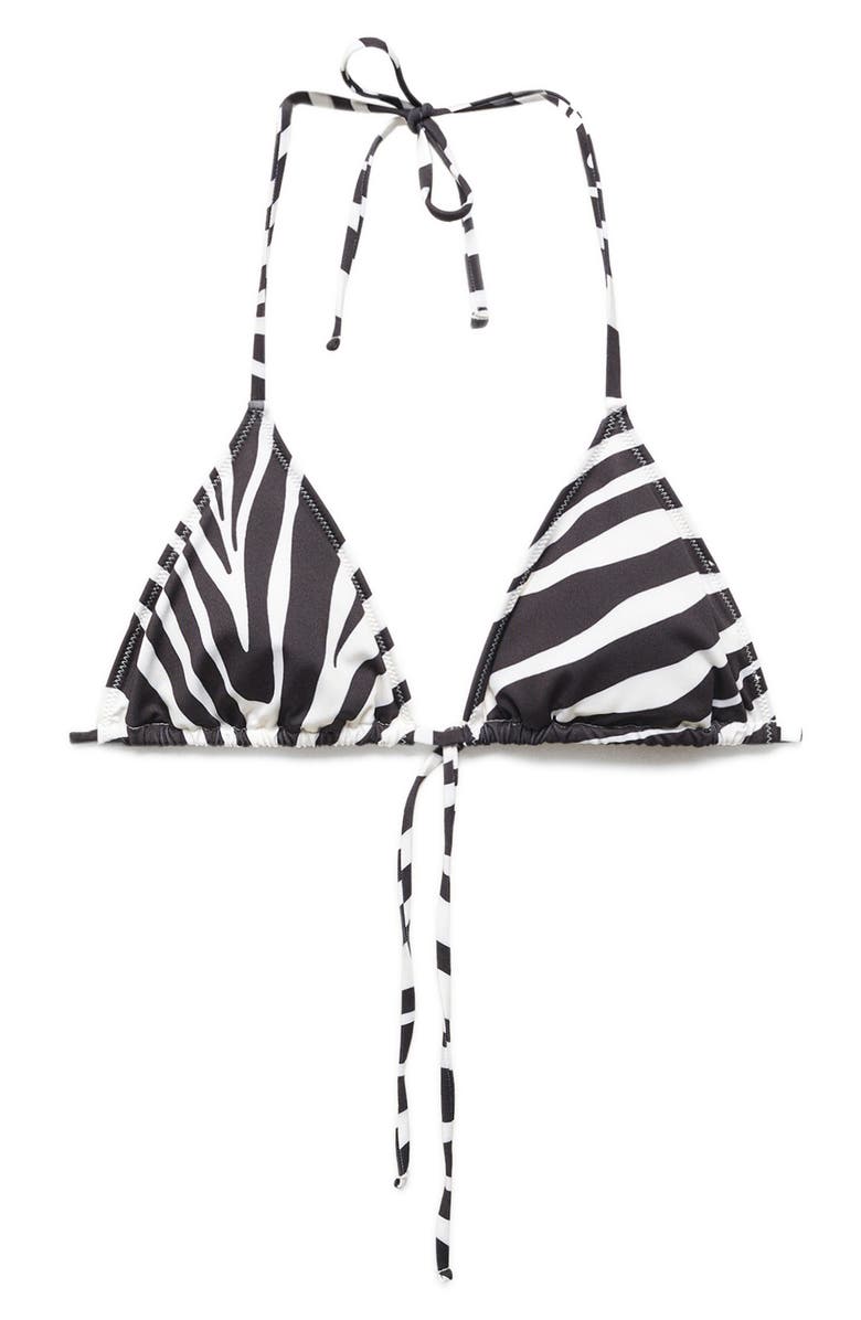 MANGO Animal Print Triangle Halter Bikini Top, Main, color, 