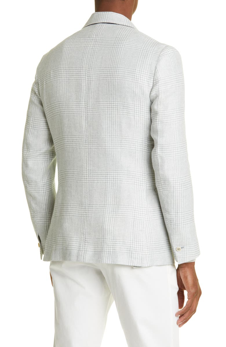 Eleventy Prince of Wales Plaid Linen, Wool & Silk Sport Coat, Alternate, color,