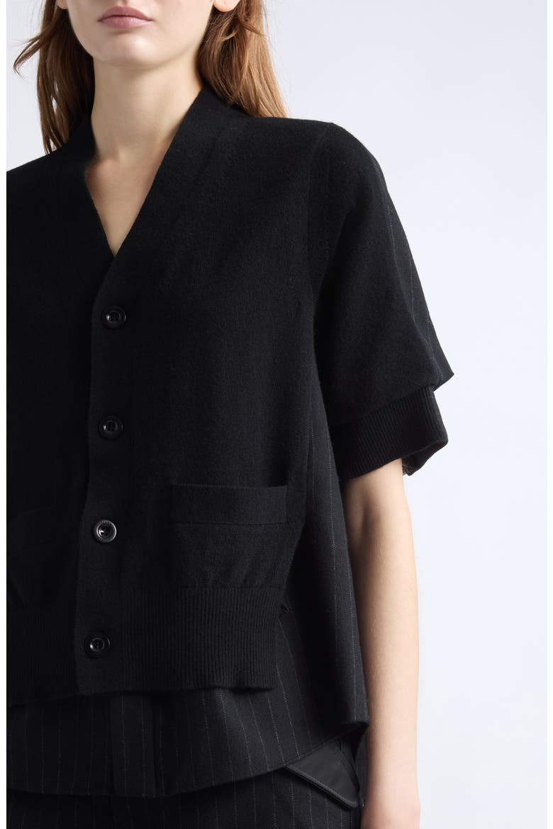 Hybrid Wool Cardigan Top (Nordstrom Exclusive), Alternate, color, BLACK