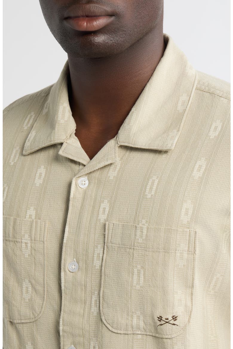 Breezy Patterned Cotton Camp Shirt, Alternate, color, MOSS