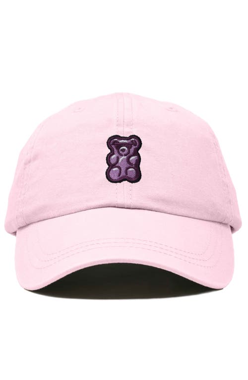 Dalix Purple Gummy Embroidered Cap In Washed Pink