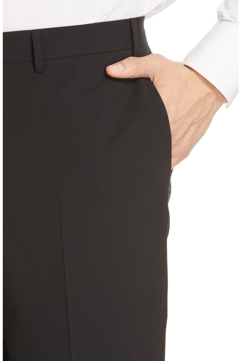 Flat Front Classic Fit Solid Stretch Wool Dress Pants, Alternate, color, BLACK