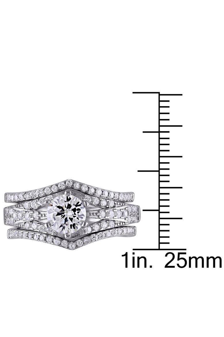 Cubic Zirconia Bridal Ring Set Sterling Silver, Alternate, color, Sterling Silver