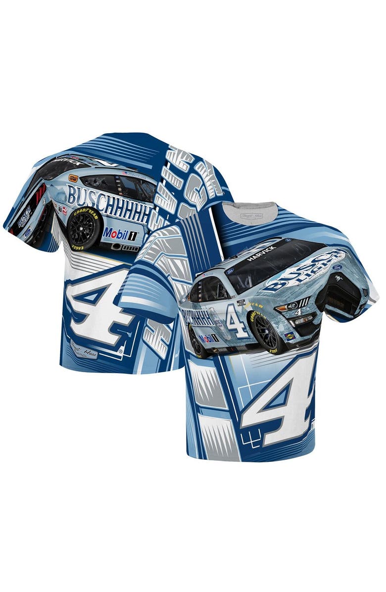 STEWART-HAAS RACING Men's Stewart-Haas Racing Team Collection White Kevin Harvick Busch Light Sublimated Dynamic Total Print T-Shirt, Main, color, White