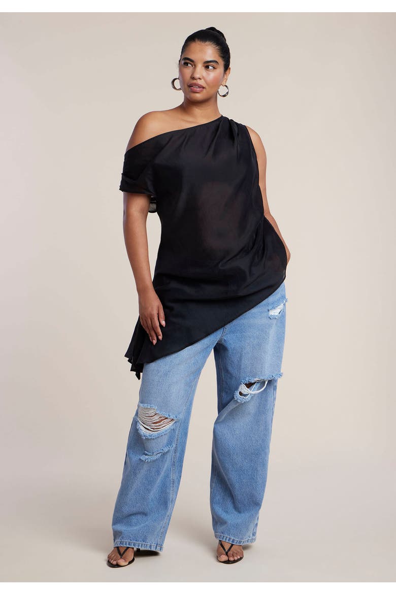 Off The Shoulder Sheer Top, Alternate, color, BLACK ONYX