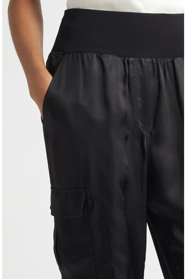 Giles Cupro Crop Cargo Joggers, Alternate, color, BLK