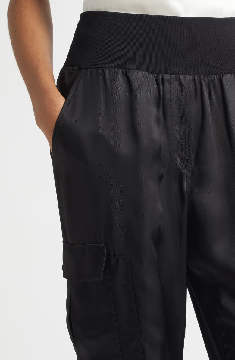 Cinq à Sept Giles Cupro Crop Cargo Joggers, Alternate, color, Blk